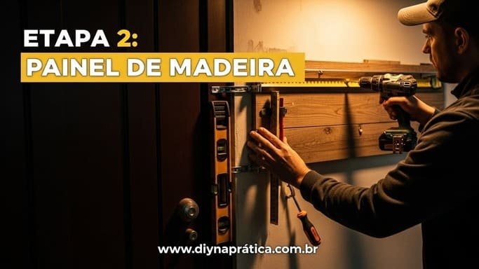 Preparação da Parede e Instalação do Painel de Madeira