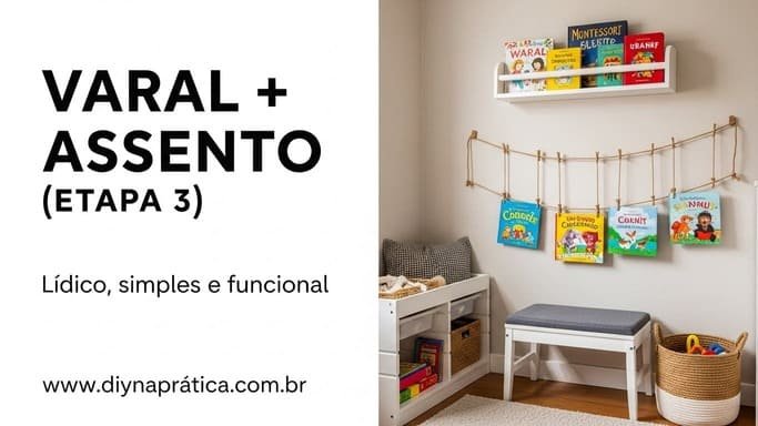 Varal/expositor + assento (o toque lúdico que dá vida)