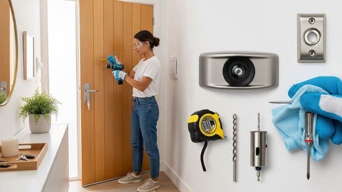 Acabamento: instalação do olho mágico + protetor interno